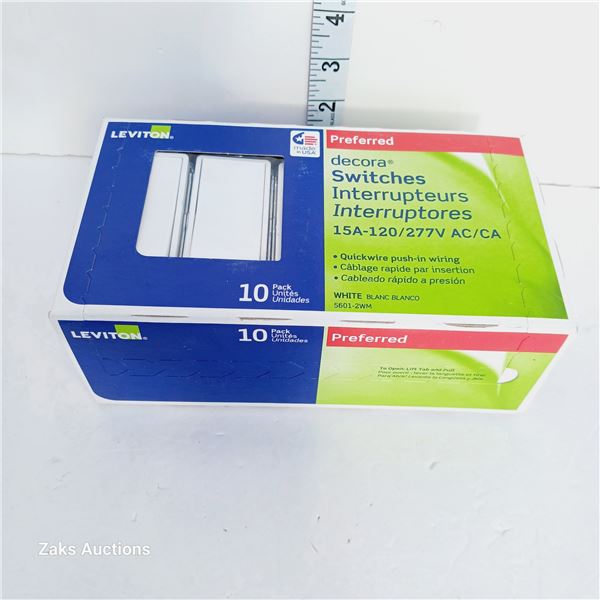 New Leviton Decora Switches 15a-120/277v Ac/ca