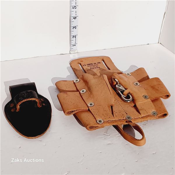 Two Leather Extra Capacity Tool Pouches For Belts