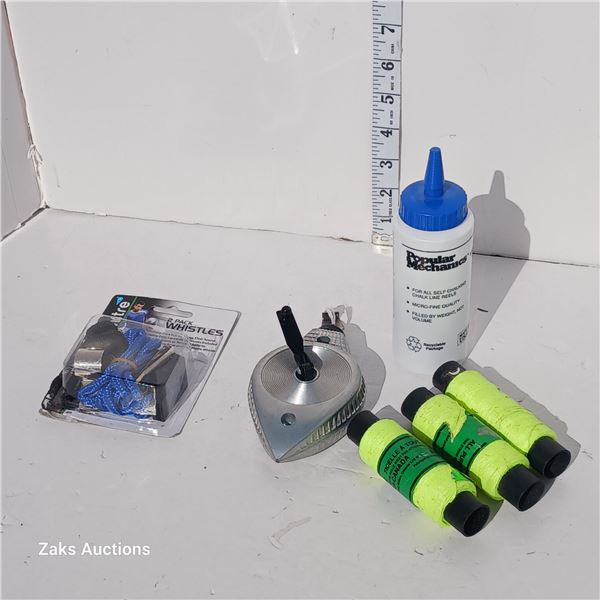 Lot Of Chalk Line Items & Whistles