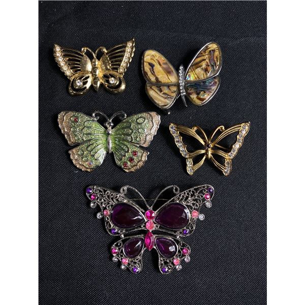Lot of 5 Very Nice Butterfly Broches
