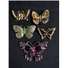 Image 1 : Lot of 5 Very Nice Butterfly Broches