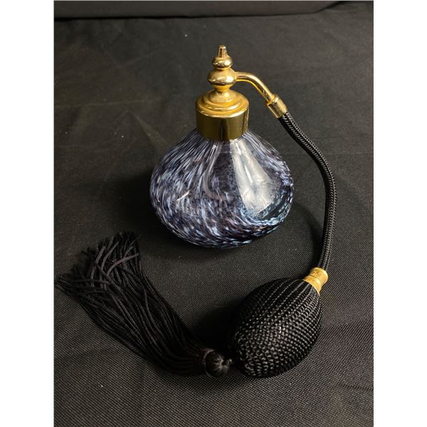 Vintage Purple Swirl Glass Perfume Bottle with Atomizer