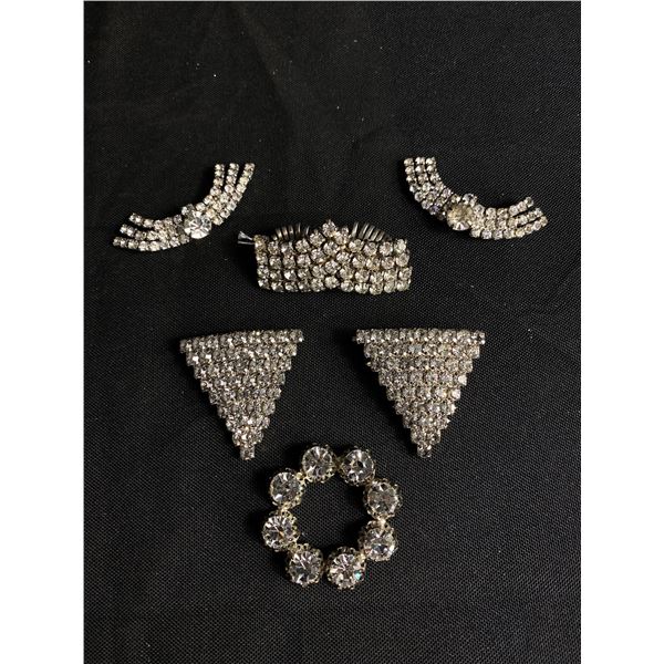 Lot of 6 Rhinestone Shoe Clips/Scarf Loops