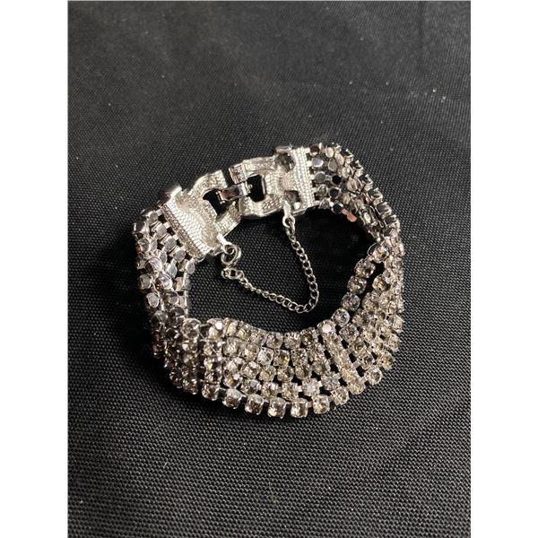 Gorgeous 5 Strand Rhinestone Bracelet with Safety Chain