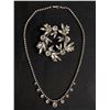 Image 1 : Very Nice Vintage Rhinestone Necklace and Brooch. Very Sparkly