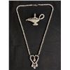 Image 1 : Gorgeous Vintage Rhinestone Necklace and Genie Lantern Brooch.