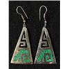 Image 1 : Very Cool Mexican Silver & Enamel ( 1970's) 2" L Earrings