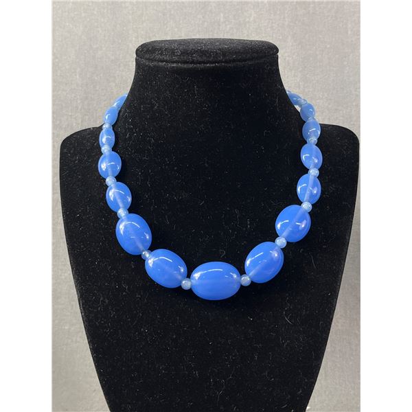 Vintage 1940's Blue Glass Bead Necklace