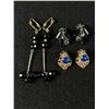 Image 1 : 3 Pairs of Vintage Rhineston & Crystal Earrings
