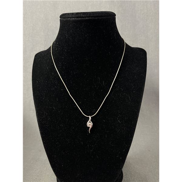 Sterling & Cubic Zirconia Necklace. Modern Design