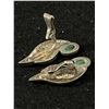 Image 3 : Nice Pair of Sterling & Malachite Modernist Earrings