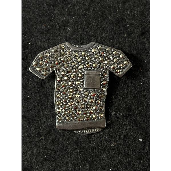 Marked 925 Silver Rhinestone Shirt Pendant