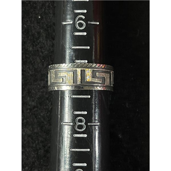 Vintage 925 Sterling Silver Greek Key Band Ring - Size 7.5 - 6.3 Grams - Tested