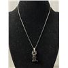 Image 2 : 925 Sterling Silver Onyx Sterling Inlay Cat Pendant 1" On 925 Sterling Silver Curb Link Chain - Test