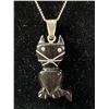 Image 3 : 925 Sterling Silver Onyx Sterling Inlay Cat Pendant 1" On 925 Sterling Silver Curb Link Chain - Test