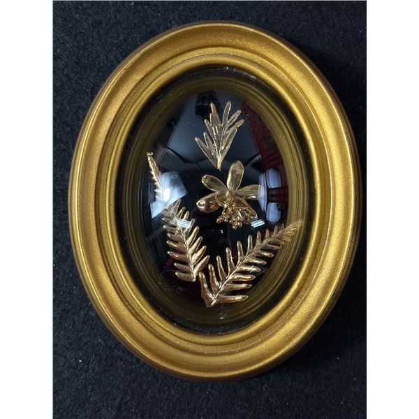 Saburo Inc Real Hawaiian Flower And Leaves Petrified Plated In 24k Gold -  Fern Epidendrum Orchid Ov