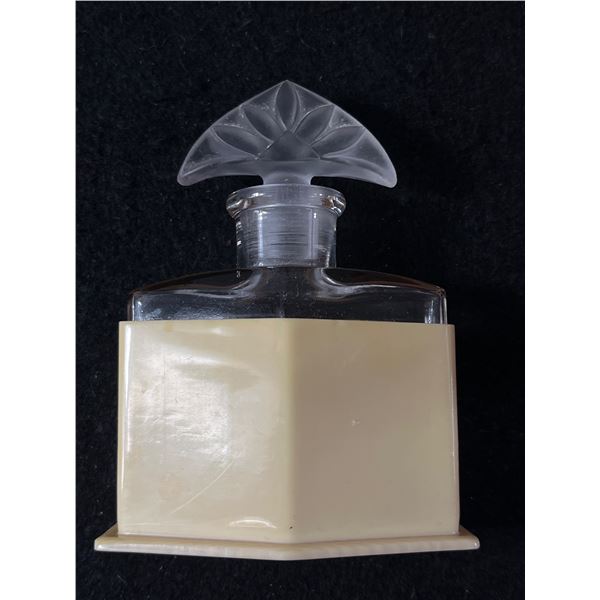 Art Deco  Celluloid Perfume Bottle With Original Frosted Stopper - Marked French Ivory