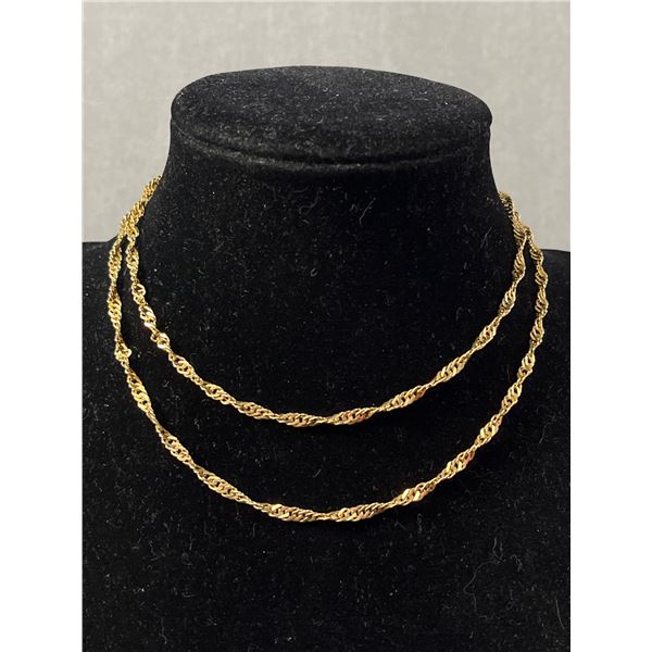 10K Yellow Gold 26" 8.19 Grams Singapore Link Chain With Lobster Clasp - Tested - Marked 10kt Italy 