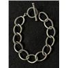 Image 1 : Sterling Silver 925 Large Textured Link Bracelet With Toggle Clasp 8.5" 29.3 Grams - Tested