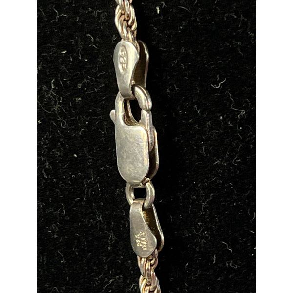 Sterling Silver 925 16" Diamond Cut Rope Chain Necklace With Lobster Clasp -8.02 Gr. - Marked 925 It