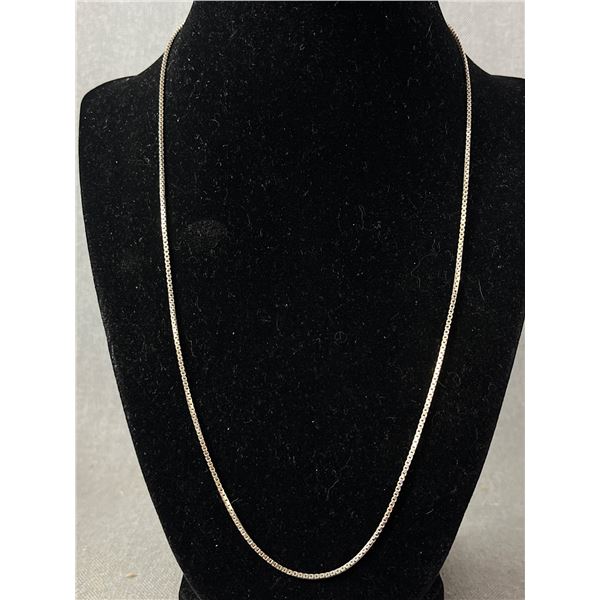 Sterling Silver 925 20" Box Link Chain Necklace - 4.48 Gr. - Marked 925 & Makers Mark - Tested