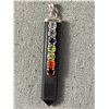 Image 1 : Sterling Silver 925 2" Chakra Pendant With Semi Precious Gem Stones - Marked 925 - Tested