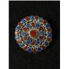 Image 1 : Stunning Sterling Silver 925 1.5" Across Coral & Lapis Pendant - 19.3 Grams - Marked 925 - Tested