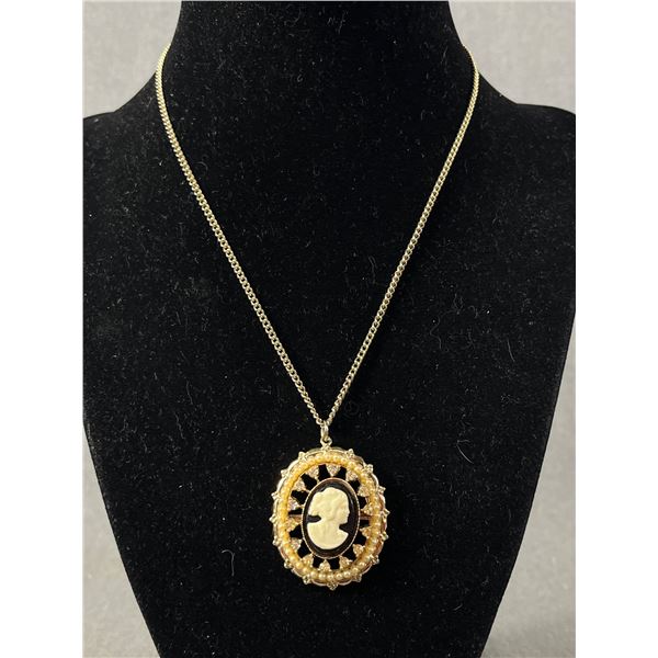 Signed Coro  Cameo Style Necklace Circa 1950's-60's