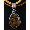 Image 2 : Vintage Double Strand Amber Necklace with Large Amber Pendant