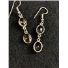 Image 2 : Pair of 925 Sterling Silver with Smokey Topaz Quartz Stones Dangle Earrings