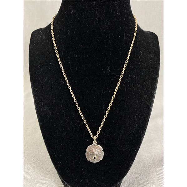Sterling Silver Chain with Sand Dollar Pendant Marked Sterling