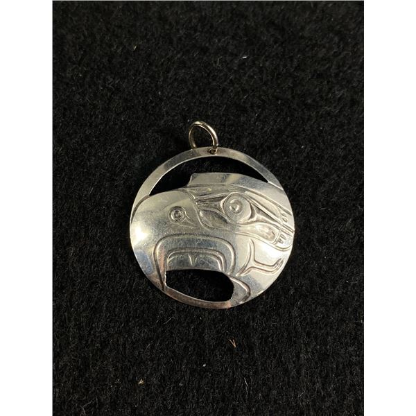 Well Carved Sterling Silver ( Tested) Haida Native Indian Pendant. Signed Alfred