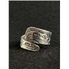 Image 1 : Deep Hand Engraved Native Indian Haida Sterling Silver ( Tested) Ring. Marked Jabu Size 10