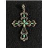 Image 1 : Vintage Sterling Silver with Turquoise & Markasite Stones Cross Pendant, Marked 925 Thailand
