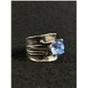 Image 2 : Great Hand Crafted Sterling Silver with Blue Topaz Stone Ring. Marked Isreal 925 Buman Size 8
