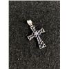 Image 1 : 18k White Gold Cross Pendant Set with 16 Blue Sapphire Stones Marked 18k 0.8gr