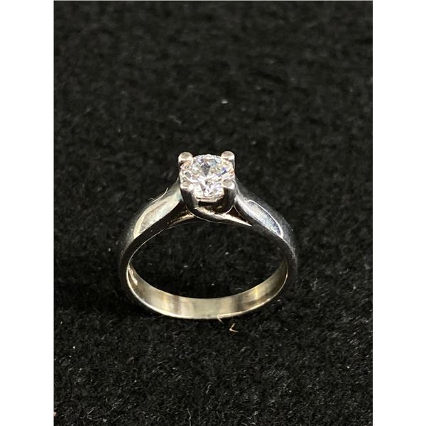 New Sterling Silver with Cubic Zirconia Stone Ring Marked Geogem. Size 7