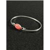 Image 1 : Sterling Silver with Red Rhodonite Stone Bangle Hallmarked