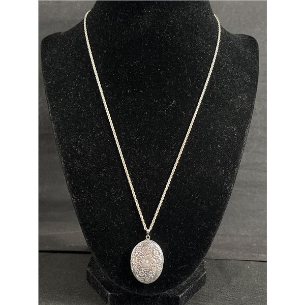 Sterling Silver 3 Photos Picture Locket Pendant with 925 Sterling Silver Chain Necklace Marked 925 T