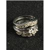 Image 2 : Vintage Sterling Silver Engagement & Wedding Ring Set. Marked Logo & Sterling Size 6