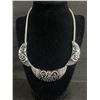 Image 1 : Ornate Silver Plated with Black Enamel Choker Necklace