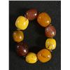 Image 1 : Large Amber Colour Beads with Silver Spacers Stretch Bracelet