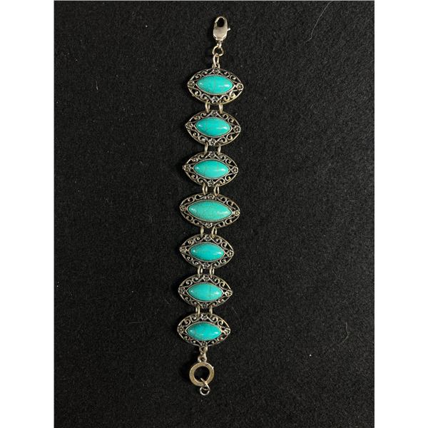 Vintage Silver Tone Turquoise Colour Bracelet