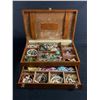 Image 1 : Large Vintage Leather Jewelry Box with Lot of Jewelry Contents