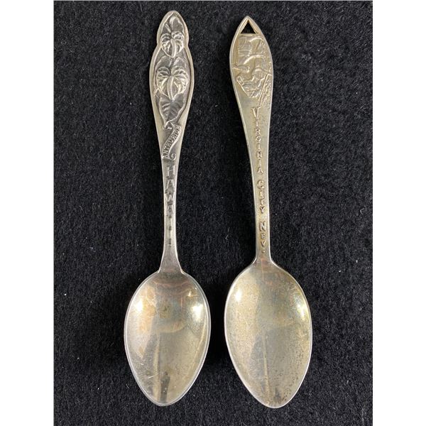 2 Vintage USA Sterling Silver Souvenir Spoons Hawaii & Virginia 21.27gr