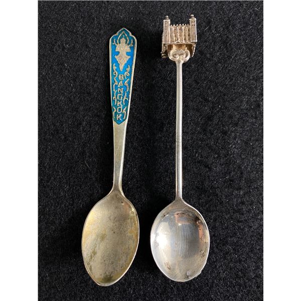 2 Vintage Sterling Silver Spoons Bankok + Royal Castle 20.21gr