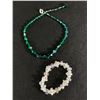 Image 1 : Good Quality Green Crystal Necklace 1950's & Clear Crystal Bracelet