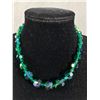 Image 2 : Good Quality Green Crystal Necklace 1950's & Clear Crystal Bracelet