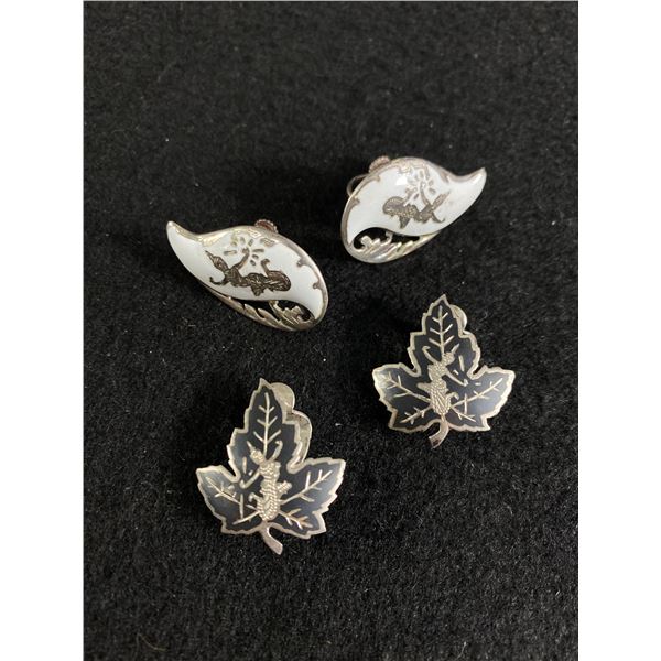 2 Pairs of Sterling Silver & Enamel Siam Earrings