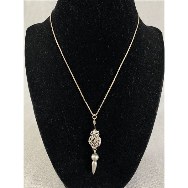 Italian Sterling Necklace with Victorian Style Pendant